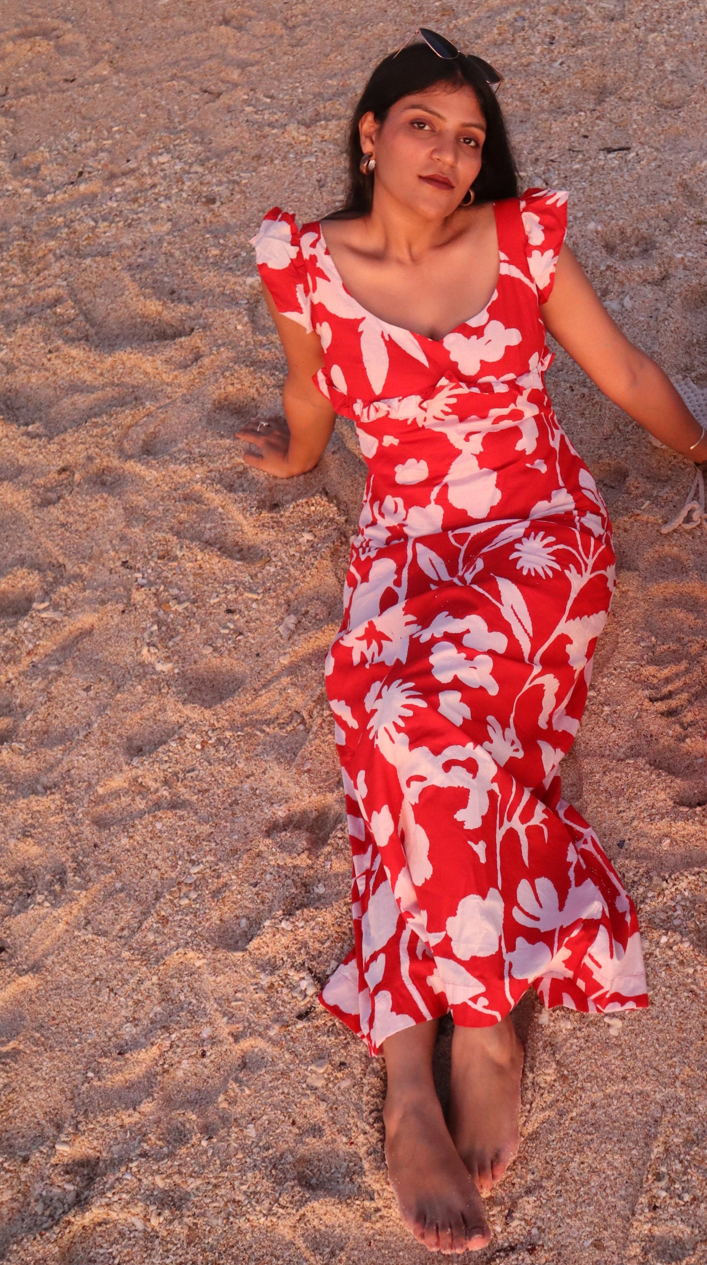 Red White Bright Maxi Dress