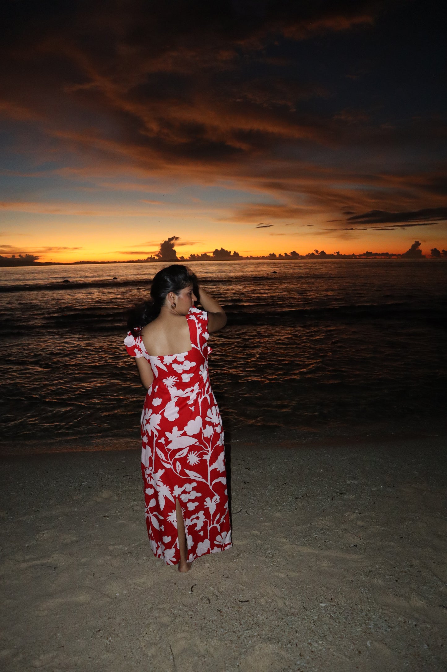 Red White Bright Maxi Dress