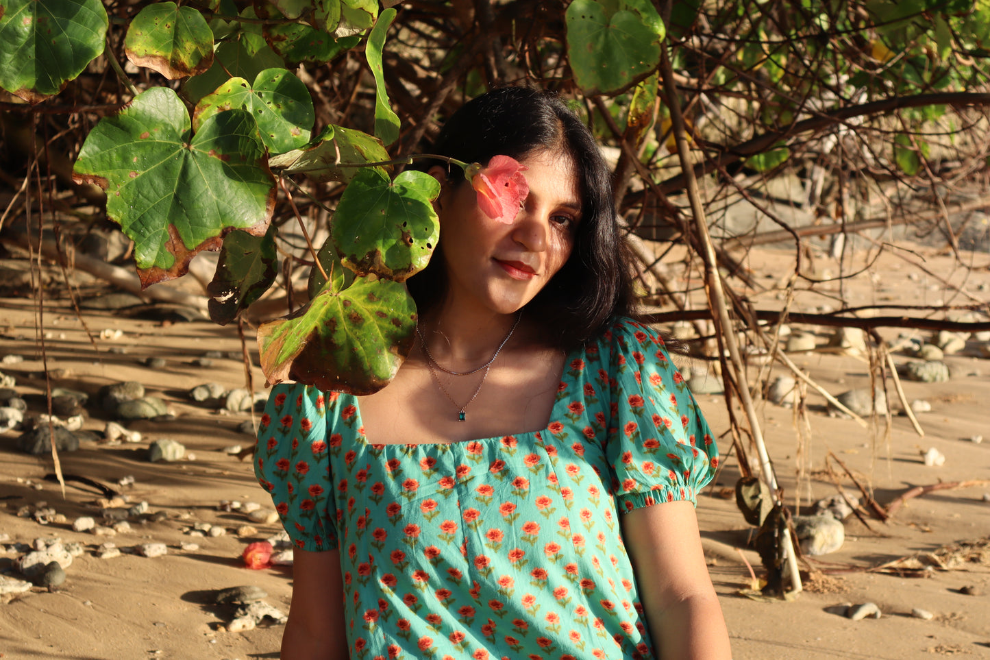 Island Flower Short loose Dress