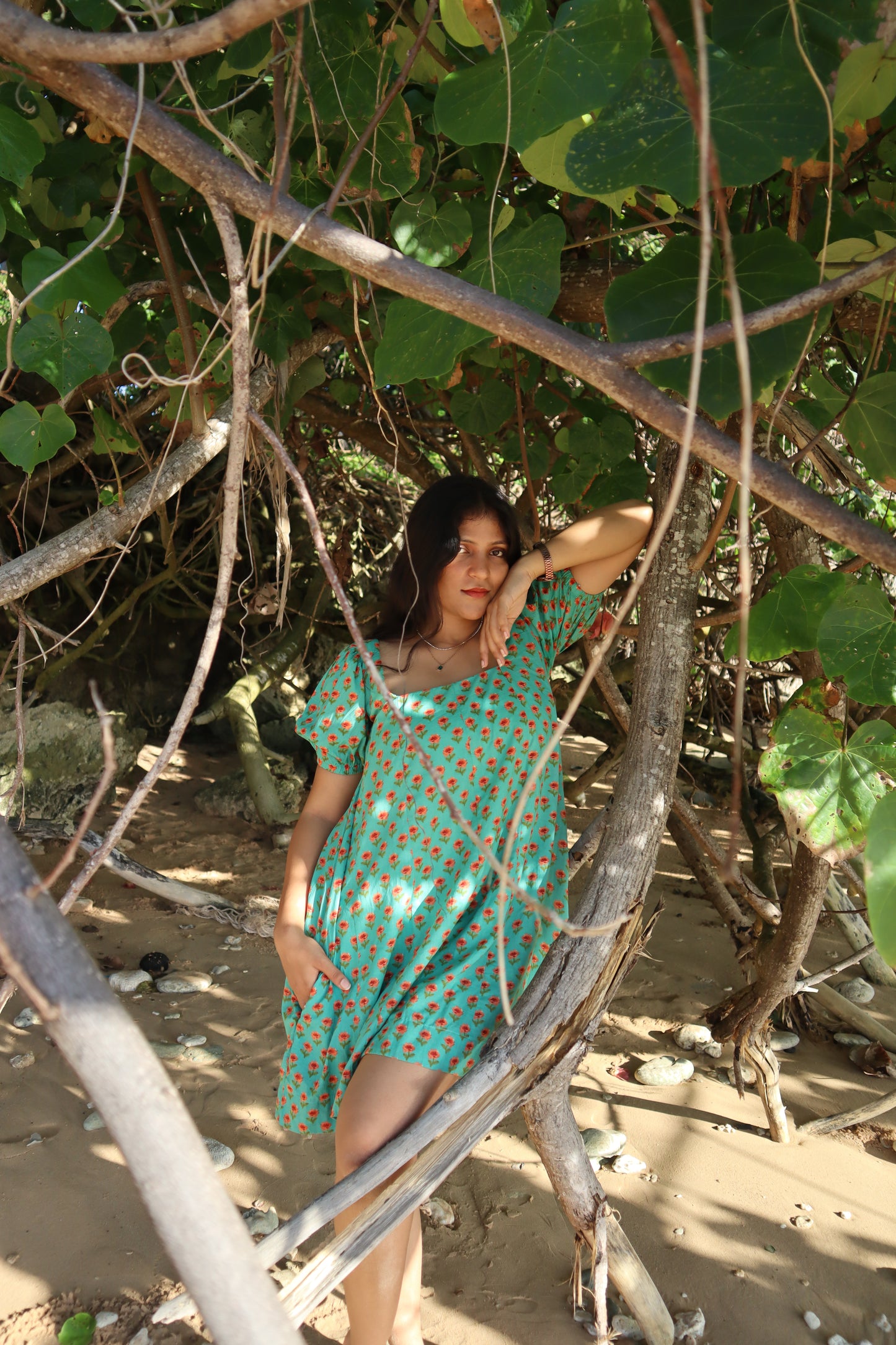 Island Flower Short loose Dress