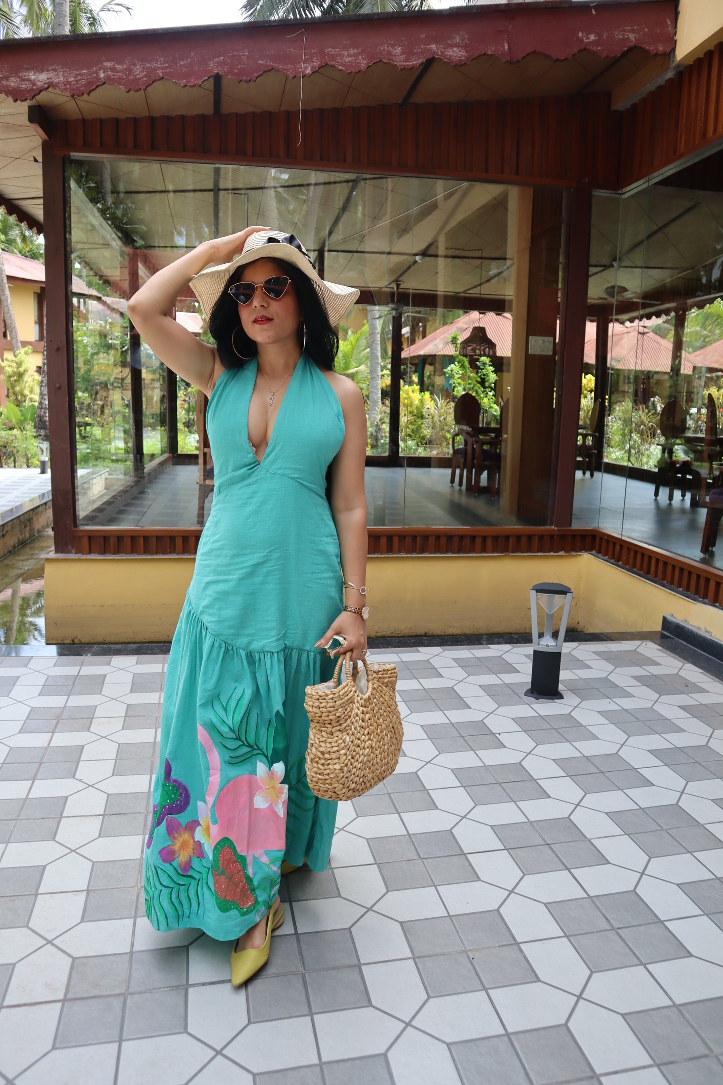 Flamingo Paradise Backless Mermaid Dress